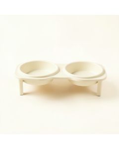 Maple Crossing Pet Feeding Stand With Two Plain Empty Bowls - Ivory (synthetic illustration; no displayed measurements)