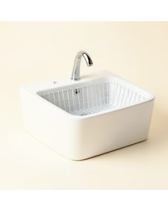 33 '' L X 20 '' W Farmhouse Kitchen Sink With Sink Grid And Basket Strainer (synthetic illustration; no displayed measurements)