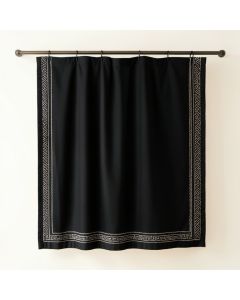 Briar Falls Shower Curtain Hanging Flat From A Plain Rod - Black (synthetic illustration; no displayed measurements)