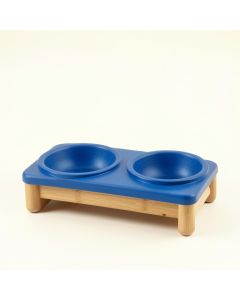 Linden Crossing Pet Feeding Stand With Two Plain Empty Bowls - Blue (synthetic illustration; no displayed measurements)