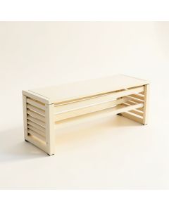 Elm Canyon Narrow Outdoor Storage Bench - Ivory (synthetic illustration; no displayed measurements)