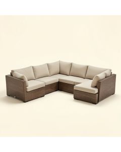 Ansel Outdoor 5 Piece Sectional Seating Group With Cushion (synthetic illustration; no displayed measurements)