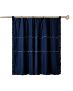Stone Edge Shower Curtain Hanging Flat From A Plain Rod - Navy