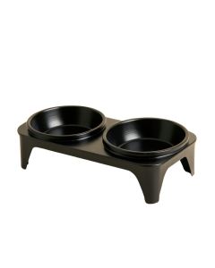 Cedar Bend Pet Feeding Stand With Two Plain Empty Bowls - Black