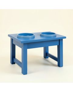 Willow Bridge Pet Feeding Stand With Two Plain Empty Bowls - Blue (synthetic illustration; no displayed measurements)