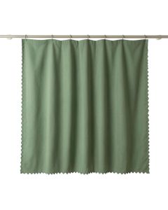 River Dell Shower Curtain Hanging Flat From A Plain Rod - Green