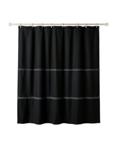 Moss Brook Shower Curtain Hanging Flat From A Plain Rod - Black (synthetic illustration; no displayed measurements)