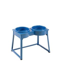 Ridge Bridge Pet Feeding Stand With Two Plain Empty Bowls - Blue (synthetic illustration; no displayed measurements)