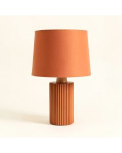Birch Bridge Table Lamp With A Plain Fabric Shade - Terracotta (synthetic illustration; no displayed measurements)
