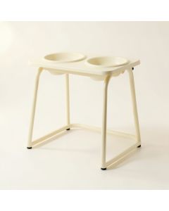 Alder Edge Pet Feeding Stand With Two Plain Empty Bowls - Cream (synthetic illustration; no displayed measurements)