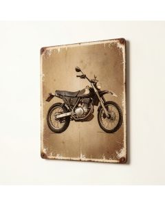 Personalized Distressed Vintage-Look Dirt Bike Graphic Art Print On Metal (synthetic illustration; no displayed measurements)