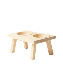Oak Branch Pet Feeding Stand With Two Plain Empty Bowls - Ivory