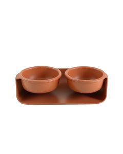 Dawn Falls Pet Feeding Stand With Two Plain Empty Bowls - Terracotta