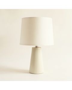 Bay Dell Table Lamp With A Plain Fabric Shade - Ivory (synthetic illustration; no displayed measurements)