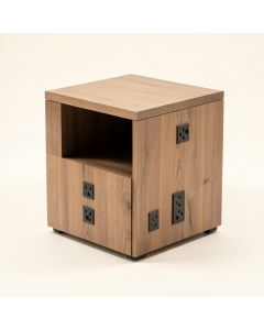 End Table With Storage And Built-In Outlets (synthetic illustration; no displayed measurements)