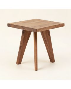 Atomic Teak End Table (synthetic illustration; no displayed measurements)