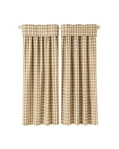 Toby Country Chic Gingham Plaid Semi-Sheer Rod Pocket Curtain Panels
