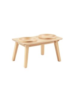 Aspen Crest Pet Feeding Stand With Two Plain Empty Bowls - Beige