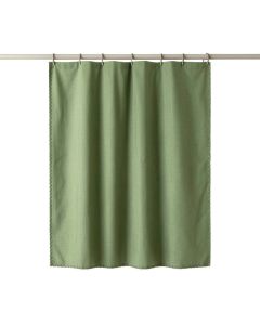 Cedar Falls Shower Curtain Hanging Flat From A Plain Rod - Green