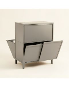 Elm Bridge Freestanding Pull-Out Hamper Cabinet - Gray (synthetic illustration; no displayed measurements)