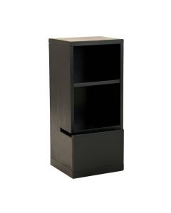 Oak Arc Narrow Cubby Tower (synthetic illustration; no displayed measurements)