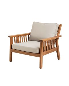 Camren Deep Seating Teak Loveseat With Cushions (synthetic illustration; no displayed measurements)