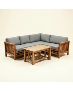 Winston Porter 4Pcs Wooden Patio Furniture Set Table & Sectional Sofa Garden (synthetic illustration; no displayed measurements)