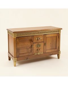 Console With 1 Drawer , Brass Decoration And Top In Wood (synthetic illustration; no displayed measurements)