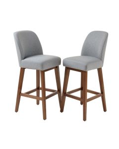Quinton Set Of 2 Fabric Barstools Nail Head Trim Counter Height Dining Side Chairs Grey (synthetic illustration; no displayed measurements)