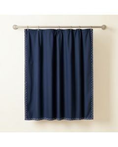 Reed Dell Shower Curtain Hanging Flat From A Plain Rod - Navy (synthetic illustration; no displayed measurements)