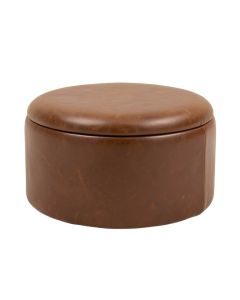 Salvatore 24 '' Wide Faux Leather Round Storage Ottoman (synthetic illustration; no displayed measurements)