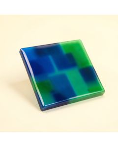 Squares 1 '' X 1 '' Glass Mosaic Tile In Glossy Blue/Green (synthetic illustration; no displayed measurements)