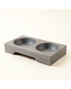 River Bridge Pet Feeding Stand With Two Plain Empty Bowls - Gray (synthetic illustration; no displayed measurements)