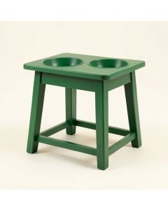 Dune Arc Pet Feeding Stand With Two Plain Empty Bowls (synthetic illustration; no displayed measurements)