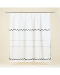 Ash Edge Shower Curtain Hanging Flat From A Plain Rod - White (synthetic illustration; no displayed measurements)
