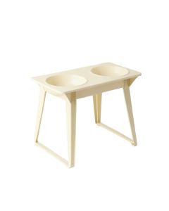 Harbor Bluff Pet Feeding Stand With Two Plain Empty Bowls - Cream