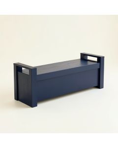 River Bridge Narrow Outdoor Storage Bench - Navy (synthetic illustration; no displayed measurements)