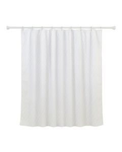 Meadow Arc Shower Curtain Hanging Flat From A Plain Rod - White (synthetic illustration; no displayed measurements)