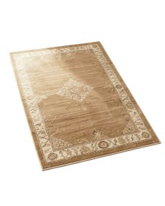 Munroe Tribal Botemir Oriental Hand-Knotted Wool Cream/Brown Area Rug