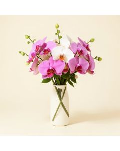 Dancing Lady Silk Orchid Floral Arrangement In Vase (synthetic illustration; no displayed measurements)