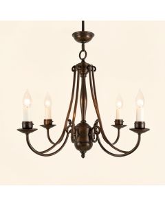 Mollett 5 - Light Shaded Tiered Chandelier With Wrought Iron Accents (synthetic illustration; no displayed measurements)