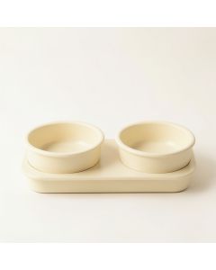 Dawn Dale Pet Feeding Stand With Two Plain Empty Bowls - Ivory (synthetic illustration; no displayed measurements)