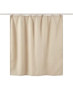 Spruce Dale Shower Curtain Hanging Flat From A Plain Rod - Beige (synthetic illustration; no displayed measurements)