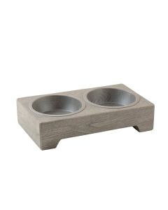 Field Falls Pet Feeding Stand With Two Plain Empty Bowls - Gray