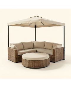Patio Furniture Round Outdoor Sectional Sofa Set Rattan Daybed Sunbed With Retractable Canopy (synthetic illustration; no displayed measurements)