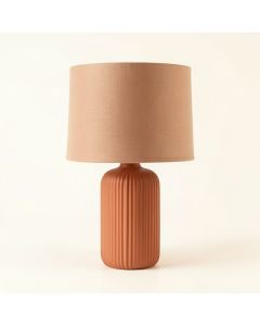 Pine Crest Table Lamp With A Plain Fabric Shade - Terracotta (synthetic illustration; no displayed measurements)