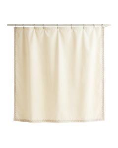 Spruce Dell Shower Curtain Hanging Flat From A Plain Rod - Ivory (synthetic illustration; no displayed measurements)