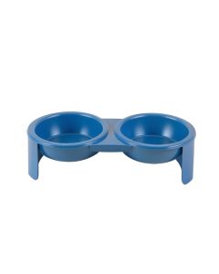 Hill Edge Pet Feeding Stand With Two Plain Empty Bowls - Blue