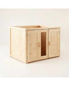 Flint Crest Empty Furniture-Style Litter Enclosure - Ivory (synthetic illustration; no displayed measurements)