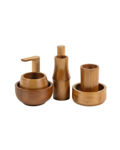 Tony Bamboo And Metal 8 Piece Bathroom Accessory Set